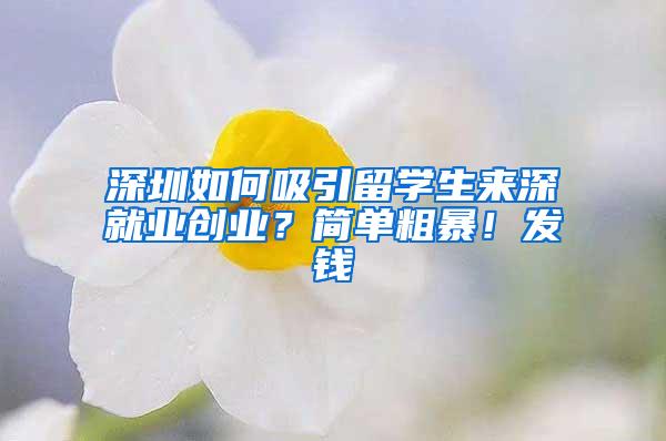 深圳如何吸引留学生来深就业创业？简单粗暴！发钱