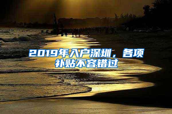 2019年入户深圳，各项补贴不容错过