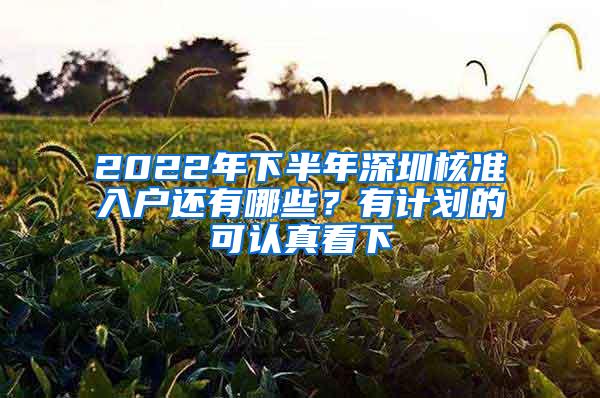 2022年下半年深圳核准入户还有哪些？有计划的可认真看下