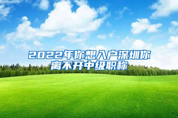 2022年你想入户深圳你离不开中级职称