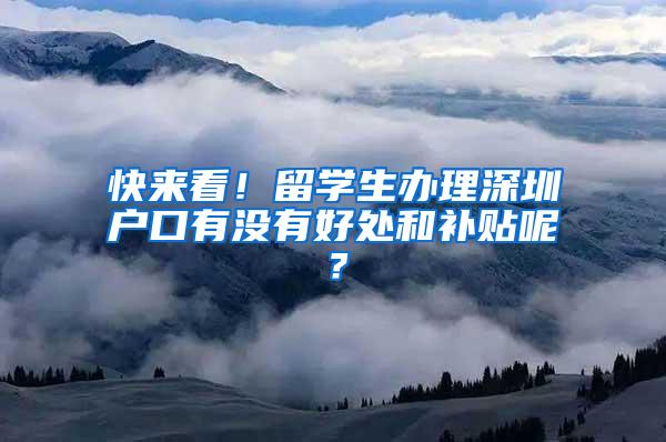 快来看！留学生办理深圳户口有没有好处和补贴呢？