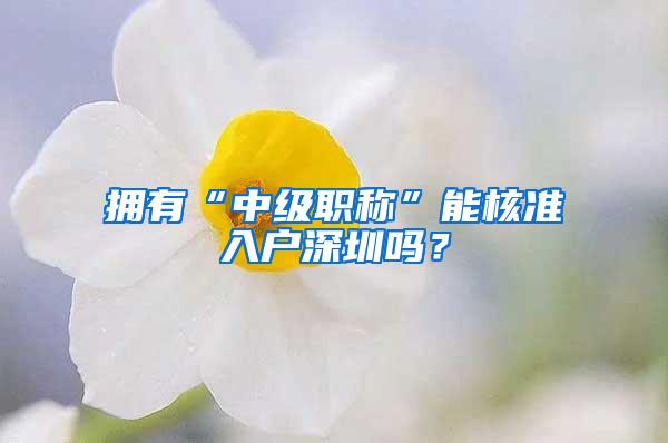 拥有“中级职称”能核准入户深圳吗？