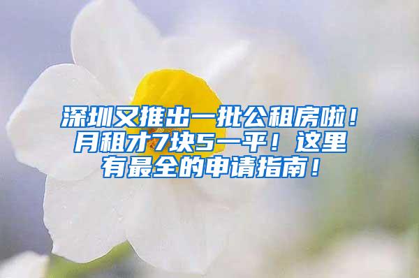 深圳又推出一批公租房啦！月租才7块5一平！这里有最全的申请指南！