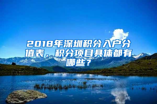 2018年深圳积分入户分值表，积分项目具体都有哪些？