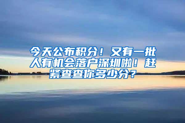 今天公布积分！又有一批人有机会落户深圳啦！赶紧查查你多少分？