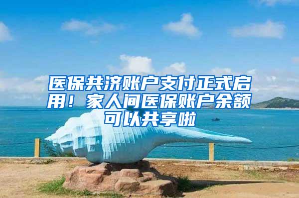 医保共济账户支付正式启用！家人间医保账户余额可以共享啦