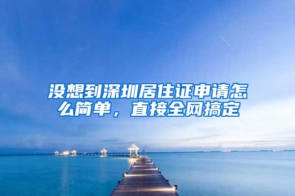 没想到深圳居住证申请怎么简单，直接全网搞定