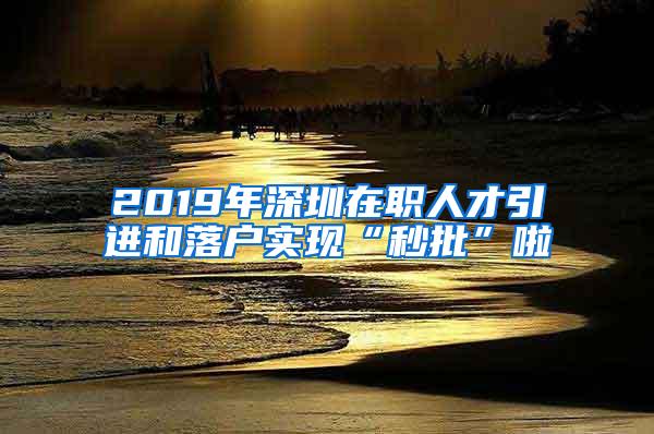 2019年深圳在职人才引进和落户实现“秒批”啦