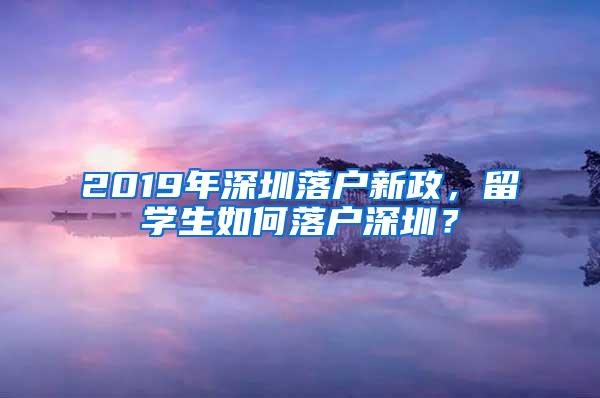 2019年深圳落户新政，留学生如何落户深圳？