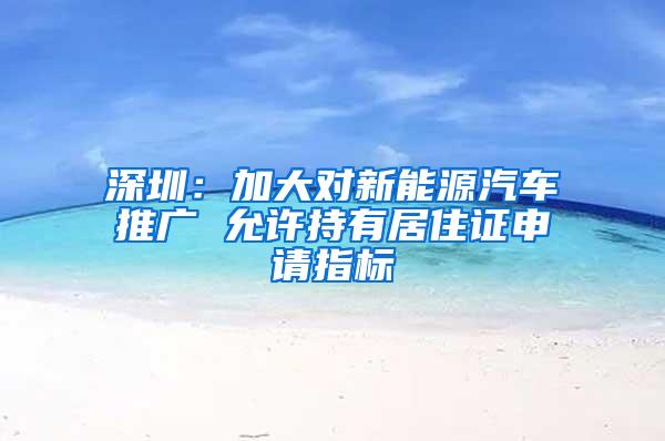 深圳：加大对新能源汽车推广 允许持有居住证申请指标