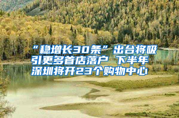 “稳增长30条”出台将吸引更多首店落户 下半年深圳将开23个购物中心