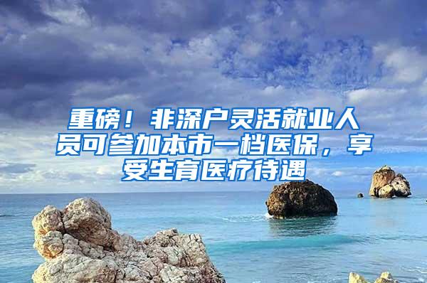 重磅！非深户灵活就业人员可参加本市一档医保，享受生育医疗待遇