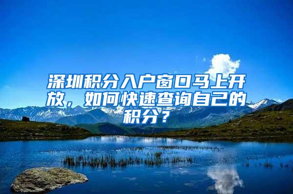 深圳积分入户窗口马上开放，如何快速查询自己的积分？