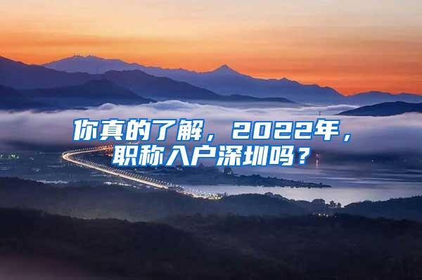 你真的了解，2022年，职称入户深圳吗？