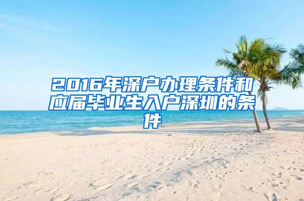 2016年深户办理条件和应届毕业生入户深圳的条件