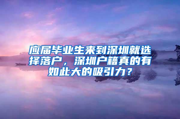 应届毕业生来到深圳就选择落户，深圳户籍真的有如此大的吸引力？