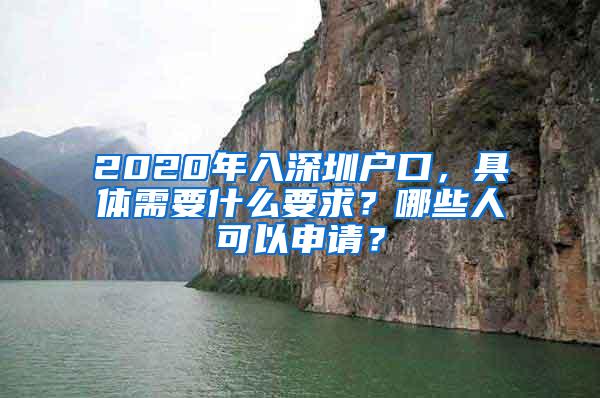 2020年入深圳户口，具体需要什么要求？哪些人可以申请？