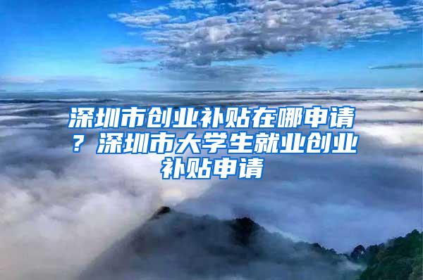 深圳市创业补贴在哪申请？深圳市大学生就业创业补贴申请