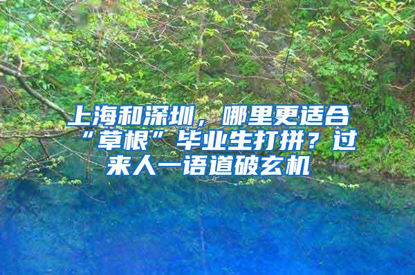 上海和深圳，哪里更适合“草根”毕业生打拼？过来人一语道破玄机