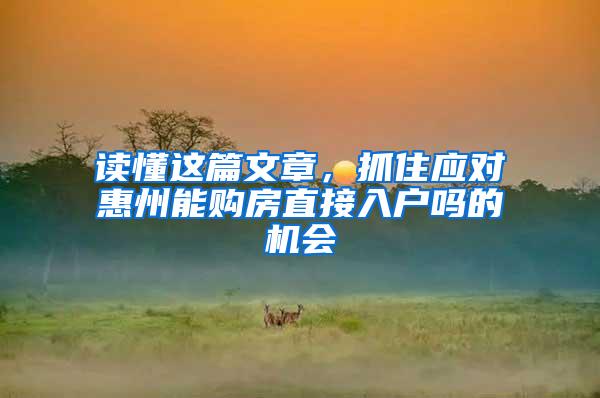 读懂这篇文章，抓住应对惠州能购房直接入户吗的机会