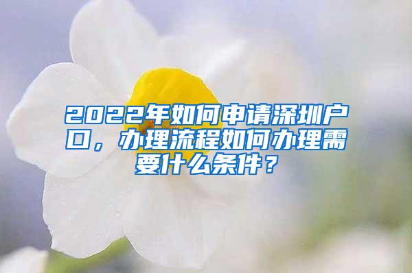 2022年如何申请深圳户口，办理流程如何办理需要什么条件？