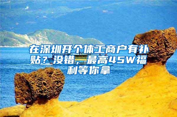 在深圳开个体工商户有补贴？没错，最高45W福利等你拿