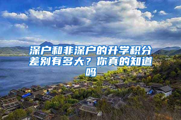 深户和非深户的升学积分差别有多大？你真的知道吗