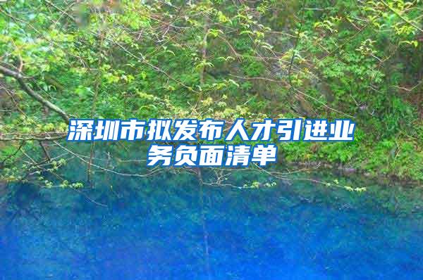 深圳市拟发布人才引进业务负面清单