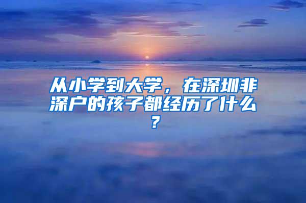 从小学到大学，在深圳非深户的孩子都经历了什么？