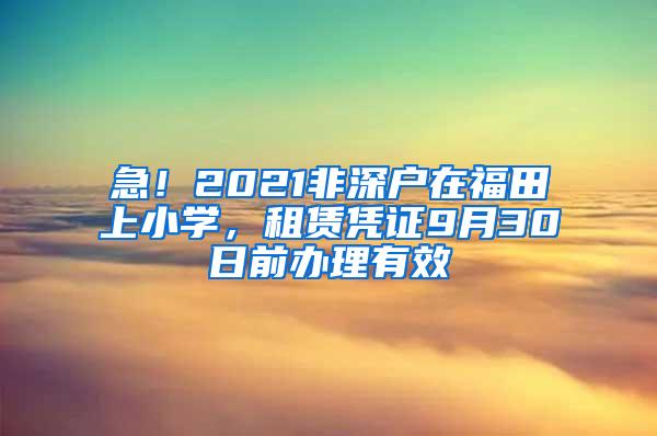 急！2021非深户在福田上小学，租赁凭证9月30日前办理有效