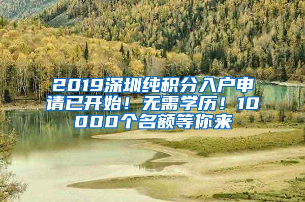 2019深圳纯积分入户申请已开始！无需学历！10000个名额等你来