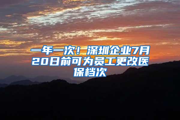 一年一次！深圳企业7月20日前可为员工更改医保档次