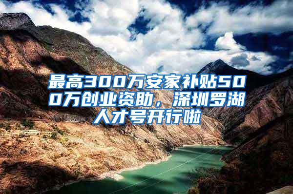 最高300万安家补贴500万创业资助，深圳罗湖人才号开行啦