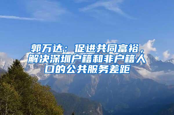 郭万达：促进共同富裕，解决深圳户籍和非户籍人口的公共服务差距