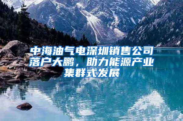 中海油气电深圳销售公司落户大鹏，助力能源产业集群式发展