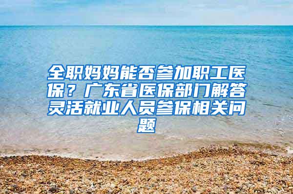 全职妈妈能否参加职工医保？广东省医保部门解答灵活就业人员参保相关问题