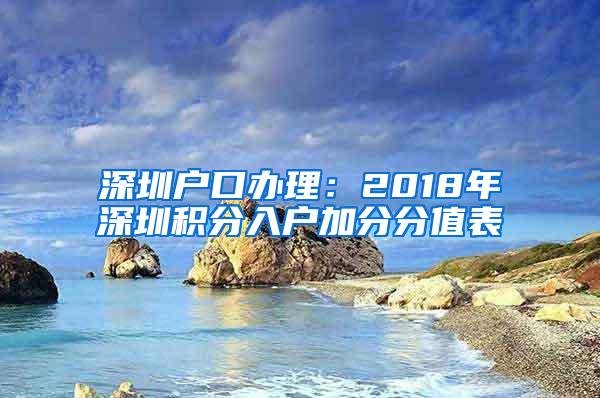 深圳户口办理：2018年深圳积分入户加分分值表