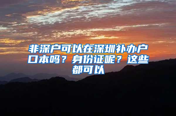 非深户可以在深圳补办户口本吗？身份证呢？这些都可以