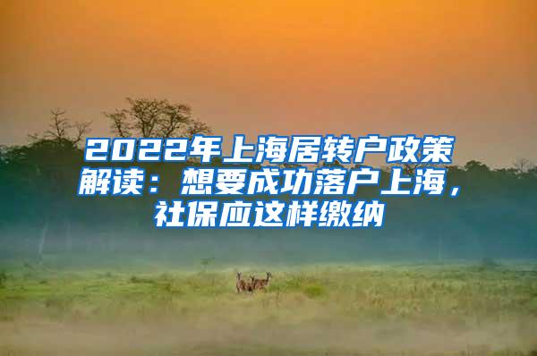 2022年上海居转户政策解读：想要成功落户上海，社保应这样缴纳