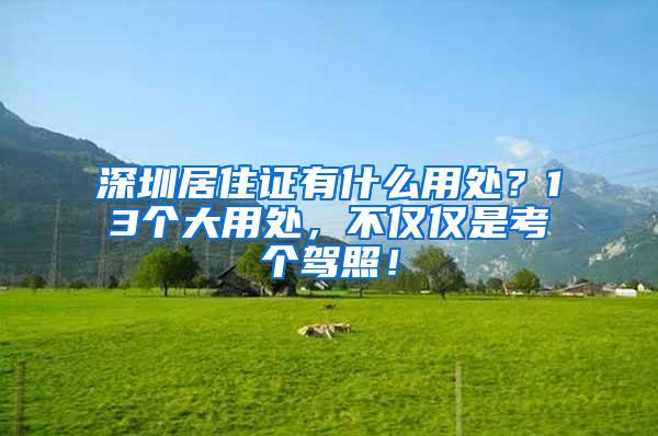 深圳居住证有什么用处？13个大用处，不仅仅是考个驾照！