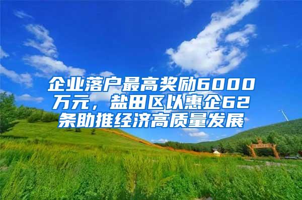 企业落户最高奖励6000万元，盐田区以惠企62条助推经济高质量发展