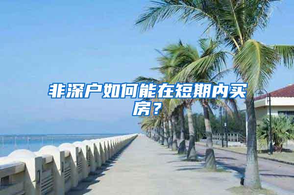 非深户如何能在短期内买房？