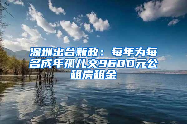 深圳出台新政：每年为每名成年孤儿交9600元公租房租金