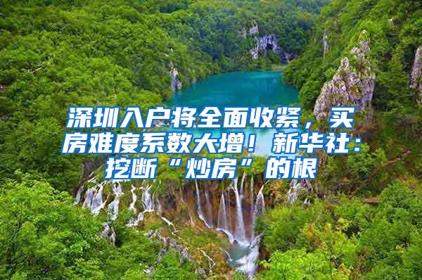 深圳入户将全面收紧，买房难度系数大增！新华社：挖断“炒房”的根