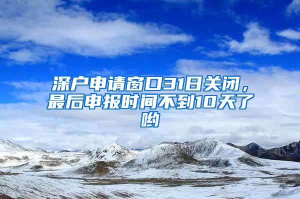 深户申请窗口31日关闭，最后申报时间不到10天了哟