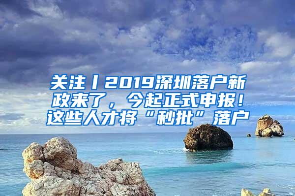 关注丨2019深圳落户新政来了，今起正式申报！这些人才将“秒批”落户