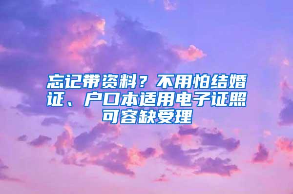 忘记带资料？不用怕结婚证、户口本适用电子证照可容缺受理