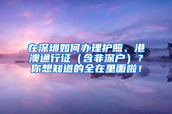 在深圳如何办理护照、港澳通行证（含非深户）？你想知道的全在里面啦！