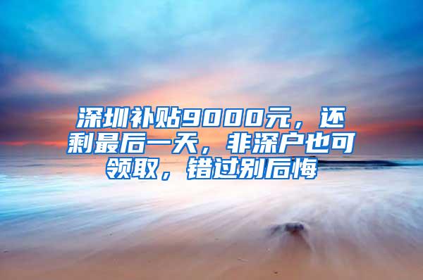 深圳补贴9000元，还剩最后一天，非深户也可领取，错过别后悔