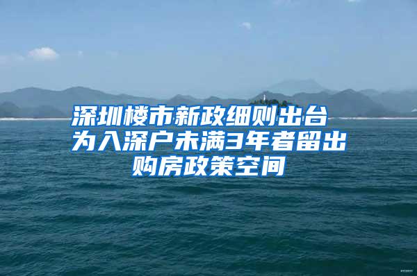 深圳楼市新政细则出台 为入深户未满3年者留出购房政策空间